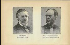 John Sherman and William Tecumseh Sherman Original 1884 Print First Ed 5 x 7 picture