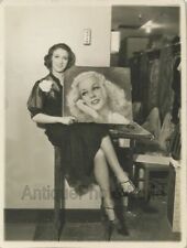Beautiful woman actress artist ? holding Ginger Rogers portrait antique photo picture