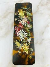Antique Japanese Lacquerware Lacquer Box Rectangle Hand Painted Mums picture