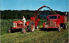 Vtg Windsor Connecticut CT O.J. Thrall Farm Harvesting Grass Tractor Postcard picture