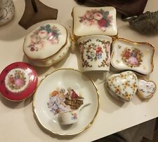Lot Of 12 Piece Limoges France Porcelain Trinket Boxes,dishes,hearts,Vase,mirror picture