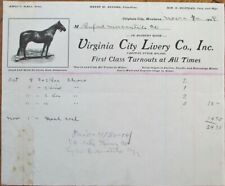 Virginia City, MT 1908 Letterhead: Livery Co. w/Horse Vignette - Montana Mont picture