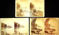 3 Very Early Chautauqua Steamer Landing LE Walker Stereoviews picture