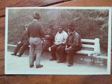 RPPC Postcard A quiet Chat 5 old men on bench picture
