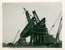 1945 US 333rd Engineers rebuild bridges Mainz Germany 4x5 Photo #19 cranes lift picture