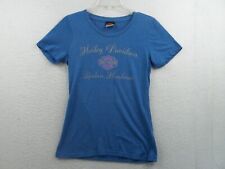 Harley Davidson Roatan Honduras Womens Blue Embellished Angel Wings T Shirt Sz M picture