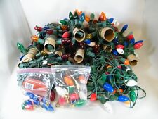 LOT OF C-9 LIGHT STRING SETS, MULTICOLORED, CLEAR & COLORED BULBS + REPLACEMENTS picture
