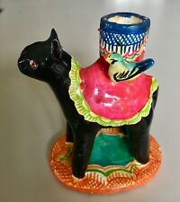 VINTAGE 70’S MEXICAN PANTHER CANDLE HOLDER - FOLK ART picture