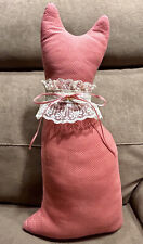 VINTAGE CAT THROW PILLOW - RARE PINK WITH LACE COLLAR picture