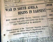 2nd SECOND BOER WAR South African Republic vs. British BEGINS 1899 Old Newspaper picture