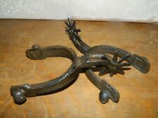 Set/2 A PAIR OF RUSTIC CAST IRON WESTERN COWBOY BOOT SPURS picture