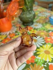 Vintage Amber Hand Carved Small Cat Figurine picture