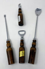 Vintage MCM Barware Set Wood Handles Opener Mixing Fork Rare Fast Shipping picture