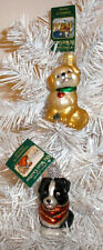 LOT OF (2) 2009 MINI PUPPY - OLD WORLD CHRISTMAS -BLOWN GLASS ORNAMENT NEW W/TAG picture
