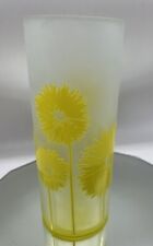 RARE Vtg George Briard MCM Frosted Retro yellow Applied Art Glass Daisy Vase picture