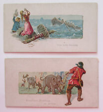 2 Antique DUKE Tobacco Trade CardS SCENES OF PERILOUS OCCUPATIONS SERIES N86 picture