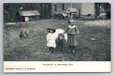 East Northfield,Mass.Playmates,2 Girls a Sheep and a Dog,VTG UNP C.1906 Postcard picture