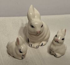 Vintage 1950’s White Ceramic Mother Rabbit & 2 Bunnies Japan? picture