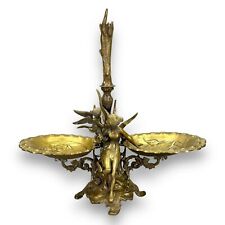Vintage Art Nouveau Brass Fairy & Angel Figural Metal Epergne 20x20 Centerpiece picture