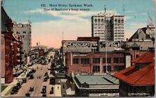 Vintage SPOKANE Washington Postcard MAIN STREET Downtown Scene / 1916 Cancel picture