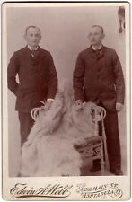 CIRCA 1870s CABINET CARD IDENTICAL TWINS EDWIN A WEBB ASHTABULA OHIO GHOST PRINT picture