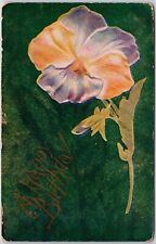 1908 A Happy Birthday Greetings Pansy Large Print Posted Postcard picture