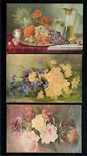 GRbb Ger. 3 pcs Color Souvenir Series 211,18,19  Table Flowers Vases Wine Fruit picture
