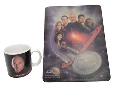 Vintage 1993 Star Trek The Next Generation MOUSE PAD + COFFEE MUG Picard Geordi picture