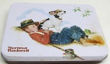 Norman Rockwell Metal Tin, Sleeping Boy with His Dog. picture