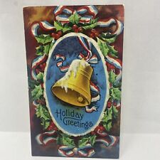 Vintage Postcard 1911 Christmas Holiday Greeting Bell Ribbon picture