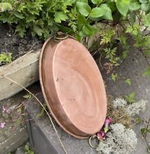 Antique French Oval Copper Tin Brass Hang Ring Fish Saute Frying Pan 11” Gratin picture