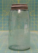 Mason's Jar Hero Cross Patent Nov 30th 1858, Aquamarine Glass, 1 Liter, Zinc Lid picture