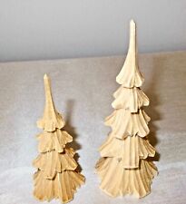 New Erzgebirge Miniatures: 2 Wood Carved Evergreen Trees by HOLZKUNST NESTLER picture
