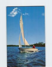 Postcard Geo. O Day fibreglass Sailboat Coons Franklin Lodge Woodruff WI USA picture