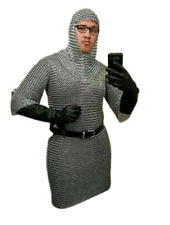 ALUMINIUM CHAIN MAIL SHIRT AND HOOD COIF BUTTED HAUBERGEON VIKING MEDIEVAL ARMOR picture