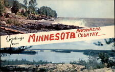 Minnesota Greetings two view rocky lake shore mailed 1956 vintage postcard picture