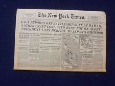 1941 DECEMBER 16 NEW YORK TIMES - KNOX REPORTS ONE BATTLESHIP SUNK - NP 6481 picture