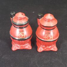 Vintage Ceramic Red Pot Belly Stove Salt & Pepper Shakers Our Own Import Japan picture