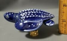 Whimsical Hand Painted Ceramic Leatherback Sea Turtle Brass Base Lamp Finial  picture
