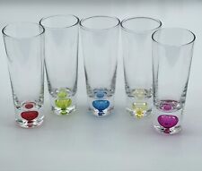 5 Clear Vintage Cordial Shot Shooter Glasses Colorful Blown Bubble Thick Base 5” picture