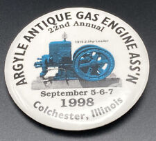 Vintage 1998 Argyle Antique Gas Engine Association Pinback Button: Colchester IL picture