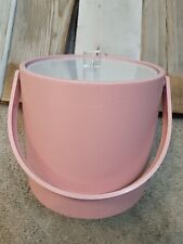 Mr Ice Bucket Vintage Pink Faux Leather With Plastic Handle Clear Lid Made In... picture