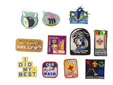 Lot 20 Scouting Boy Cub Scout Patches Badges Assort. Embroidered Plastic Leather picture