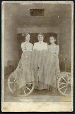 mother w daughters, cart, stable, unusual Vintage fine art CDV, 1860's Hungary picture