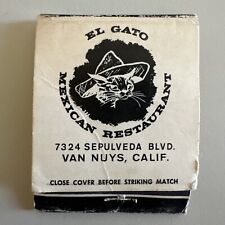 Vintage 1960s El Gato Mexican Restaurant Van Nuys CA Matchbook Cover picture