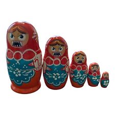 Small 5 Pc  Russian Nesting Wood Dolls “Matryoshkaen” Tallest Doll Is 4 1/4” picture