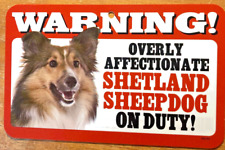  Overly Affectionate Sheltie Shetland Sheepdog On Duty Wall Plastic Sign 5 X 8