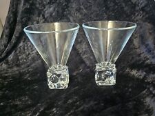 Pair Of 2 Vintage DiSaronno Melting Ice Cube Base Martini Glasses 4.75