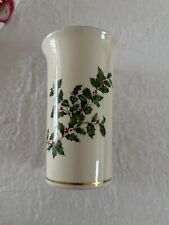 Beautiful Lenox Holly Berry Holiday Vase Flared Top Gold Rim & Trim 7 1/2” Tall  picture