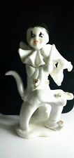 Pierrot Harlequin Black White Mime Figurine French Clown  picture